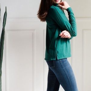 Franc Box Mockneck Long-sleeved Shirt, Emerald, Small